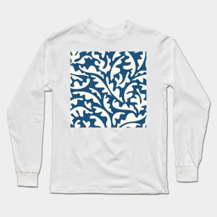 Tropical Leaves on Ocean Blue / Modern Plants Long Sleeve T-Shirt